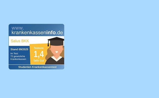 Sehr gut für Studenten Siegel Krankenkassentest für Studenten